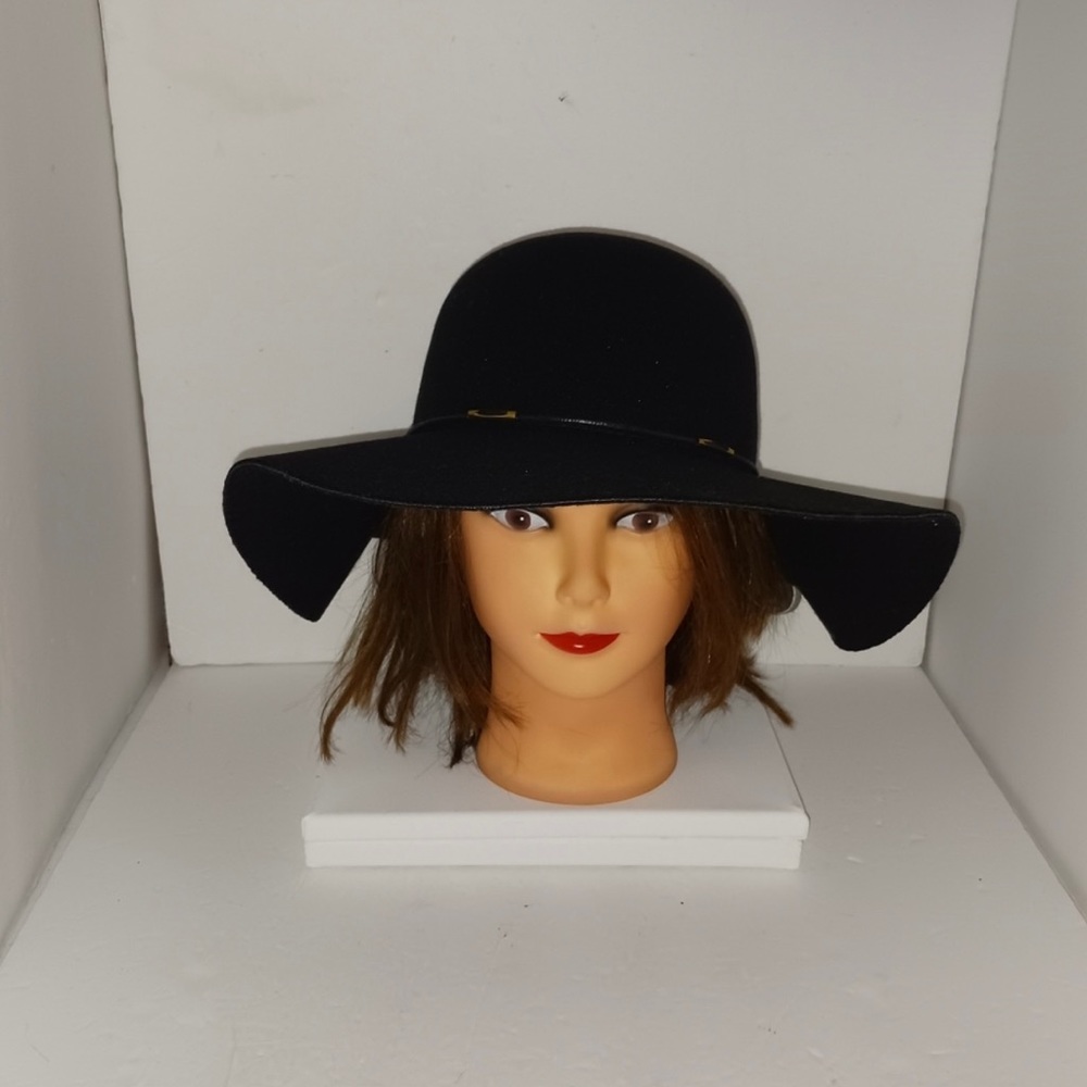 Scala Collezione Black Wool Floppy Hat, NWT